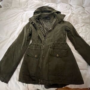 Guess Army Green Jacket with Hood.